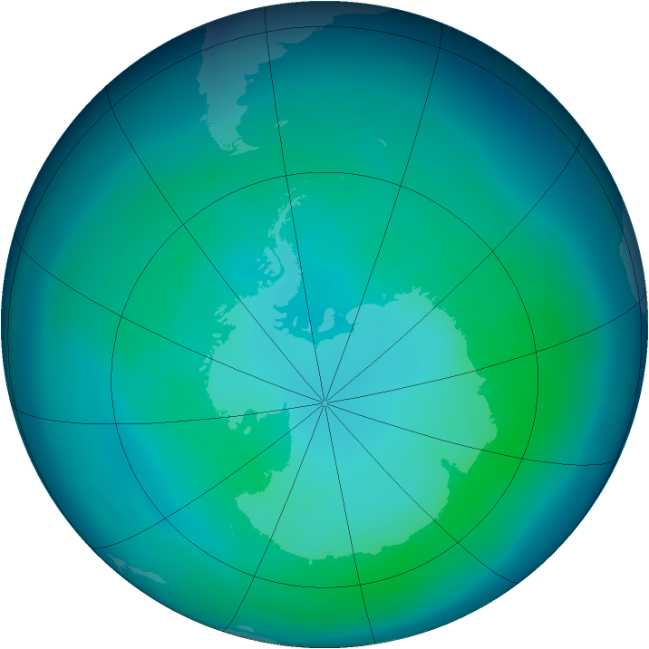 Antarctic ozone map for April 2006
